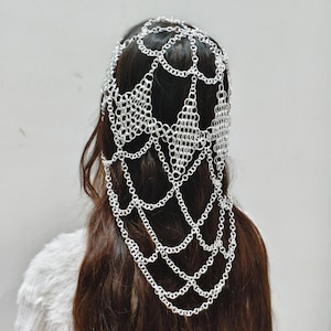 Aluminum Chainmail Headpiece: Medieval Renaissance Festival Jewelry