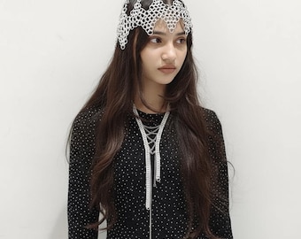 Aluminium Chainmail Headpiece/Necklace/Bracelet: Medieval Renaissance Festival Jewelry