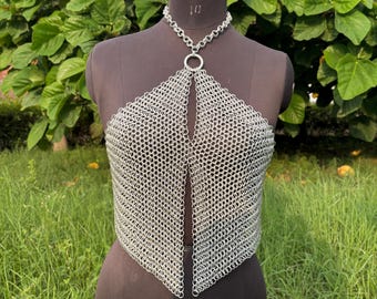 Fashionable Medieval Aluminium Butted 9 mm 16 Guage Chainmail Top For Women