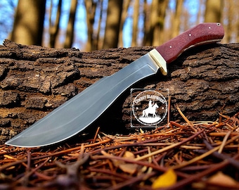 Handmade Bowie Knife: High Carbon Steel Blade, Redwood Handle & Leather Sheath