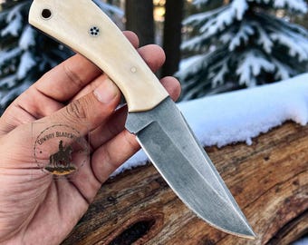 Rugged Hand Forged Cowboy Knife Set with Leather Sheath - Ready for the Frontier