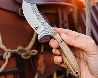 Rustic Charm: 7.5" Cowboy Knife with Handcrafted Wood Handle