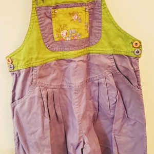 Sweet and Colorful Girls Vintage Overall Shorts Bibs Cottagecore Picnic Perfect Tinkerbell image 9