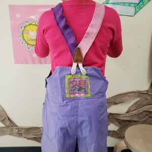 Sweet and Colorful Girls Vintage Overall Shorts Bibs Cottagecore Picnic Perfect Tinkerbell image 3