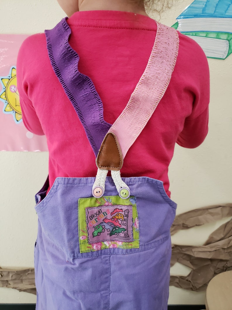 Sweet and Colorful Girls Vintage Overall Shorts Bibs Cottagecore Picnic Perfect Tinkerbell image 5