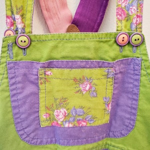 Sweet and Colorful Girls Vintage Overall Shorts Bibs Cottagecore Picnic Perfect Tinkerbell image 4