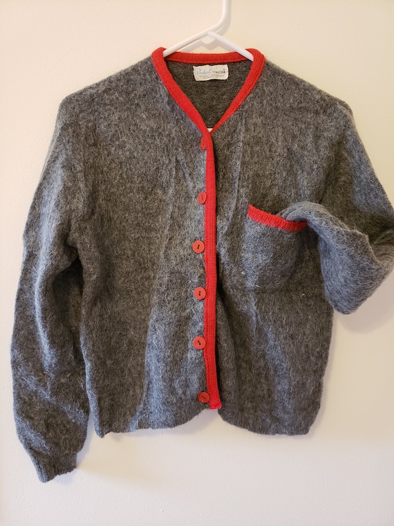 Vintage 1960s Mohair and Wool Sweater in Red and G