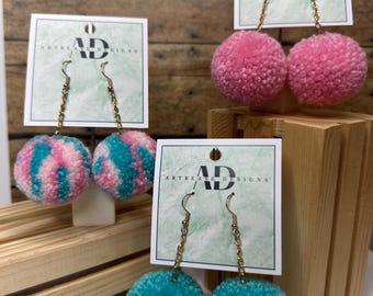 Pompom bundle Earrings: Teacher Style, Handmade