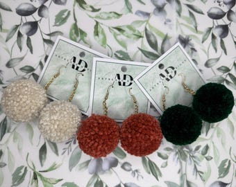 Pompom Bundle Earrings: Fall Autumn Jewelry