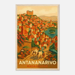 Antananarivo Travel Poster, Madagascar Wall Art Print, Vintage Cityscape Illustration, African Capital Retro Decor Gift