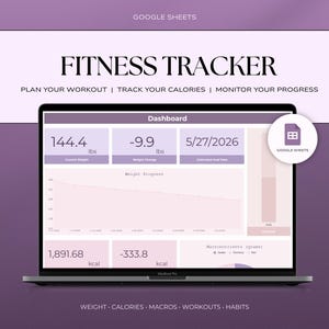 Fitness tracker sjabloon Google Sheets | Gewichtsverliesplanner, caloriecalculator, macrotracker, trainingsplanner, BMI- en gewoontetracker