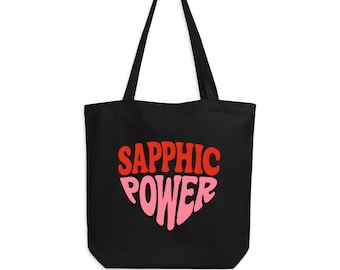 Sapphic Power Tote Bag for WLW queer lesbian bisexual LGBTQ women gift, organic cotton shopper bag
