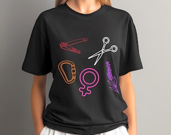 Lesbische Symbole T-shirts, schwul LGBTQ queer Gay bisexuell Frauen Geschenk mit Karabiner Schere Venus Grafik