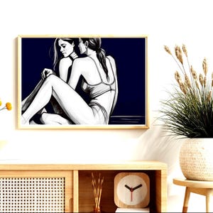 Arte mural lésbico, arte mural sáfico, arte WLW, póster para decoración, arte impreso LGBT para decoración del hogar, arte queer, póster impreso del orgullo LGBTQ, orgullo gay