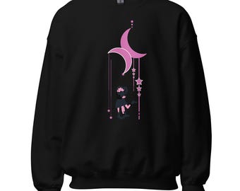 Lesbian Sweatshirt for LGBTQ sapphic queer gay WLW women with same sex couple under the moon and starts graphic sweater