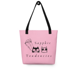 Funny lesbian sapphic tote bag, sapphic tendencies, for sapphic queer WLW gay women signal tote bag, sexy subtle lesbian queer pride gift
