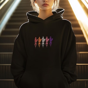 Subtle lesbian pride hoodie, Unisex Heavy Blend Hooded Sweatshirt for sapphic WLW queer pride, subtle lesbian pride flag colours top, LGBTQ+