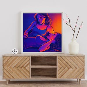 Arte lésbico, arte mural sáfico, arte WLW, póster para decoración de paredes, arte impreso LGBT para decoración del hogar, arte queer, póster impreso del orgullo LGBTQ+