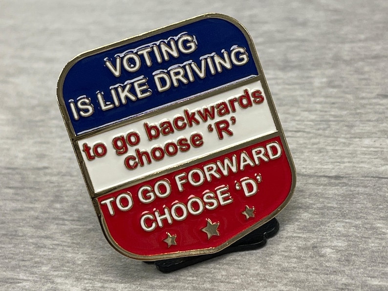 Voting Pin Design Democrat Voting Enamel Pin – to Go Forward Choose D Political Lapel Pin ...