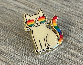 Rainbow Cat Enamel Pin: LGBTQ+ Pride Accessory