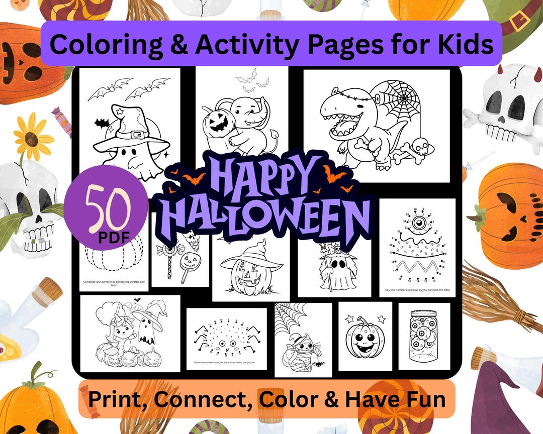 Halloween Coloring Pages for Kids|spooky Halloween Activity Book ...