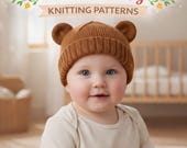 Modern Baby Knitting Pattern | Bear Ear Baby Bonnet & Hat | Newborn Knit Pattern | Animal Ear Baby Beanie
