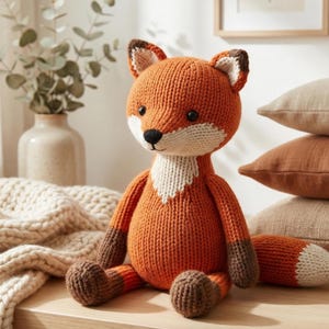 Modèle de tricot renard PDF, peluche renard Amigurumi, modèle de tricot jouet, tricot animaux des bois, téléchargement numérique adapté aux débutants