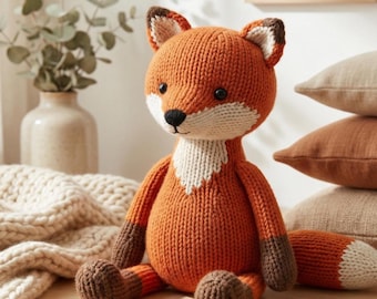 Modèle de tricot renard PDF, peluche renard Amigurumi, modèle de tricot jouet, tricot animaux des bois, téléchargement numérique adapté aux débutants