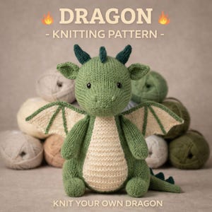 Modèle de tricot Dragon - Téléchargement numérique PDF - Peluche Amigurumi facile à tricoter