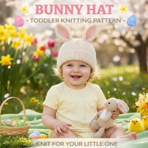 Bunny Hat Toddler Knitting Pattern | Bunny Ear Beanie PDF | Easter Crochet & Knit Baby Bonnet | Toddler Knit Pattern