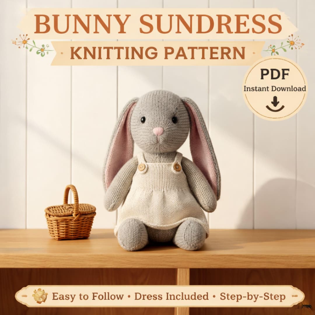 Bunny Dress Knitting Pattern PDF, Fits Knitted Bunny Rabbit Pattern ...