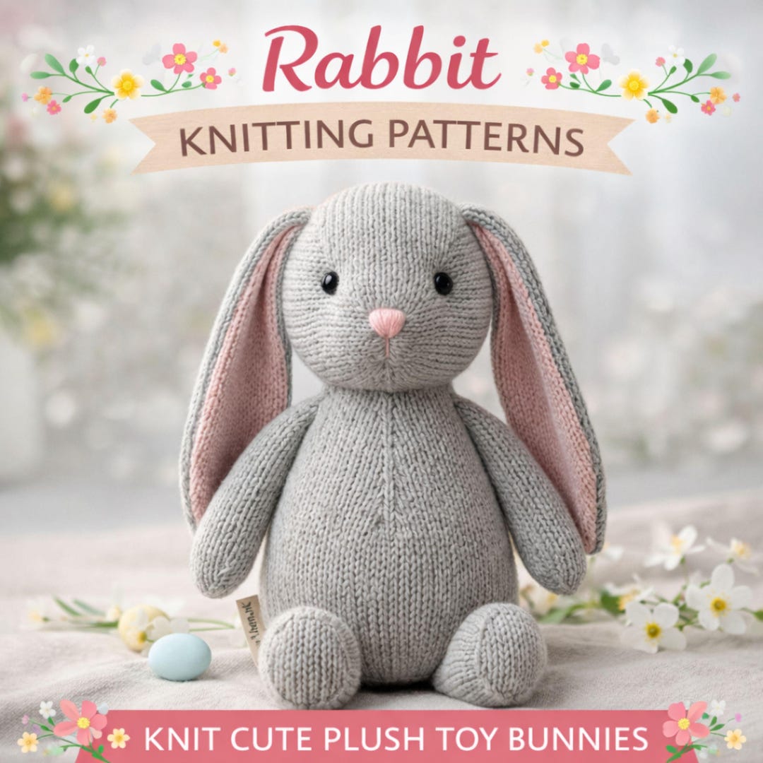 Rabbit Knitting Patterns | Whimsical Bunny Plush Toy Knitting Pattern ...