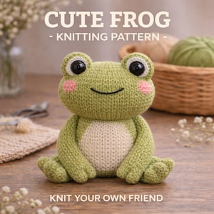 Knitted Frog Pattern PDF – Miniature Frog Toy Knitting Pattern | Woodland Animal Knit Plushie Digital Download