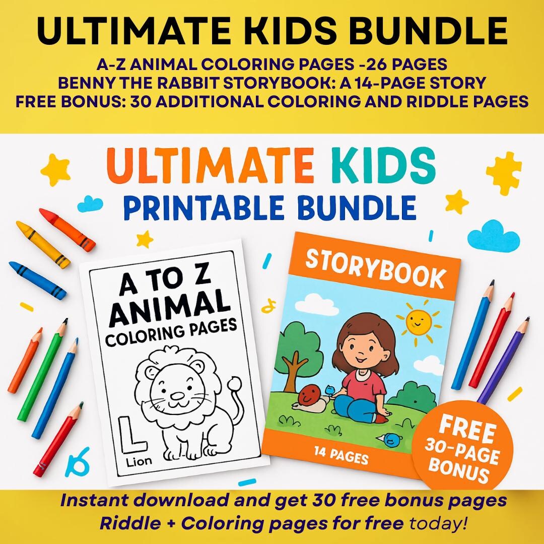 Animal Coloring Book & Riddles: A-Z Printable Bundle for Kids (digital ...