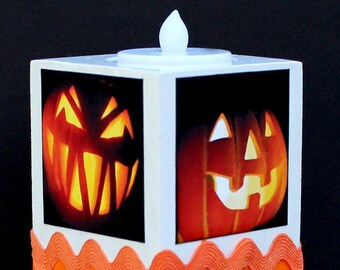 Halloween Pumpkins Candle, Candy Corn Candle, Vintage Pumpkins, Halloween Party Decor, Wood Candleholder, Candy Corn Colors, Halloween Party