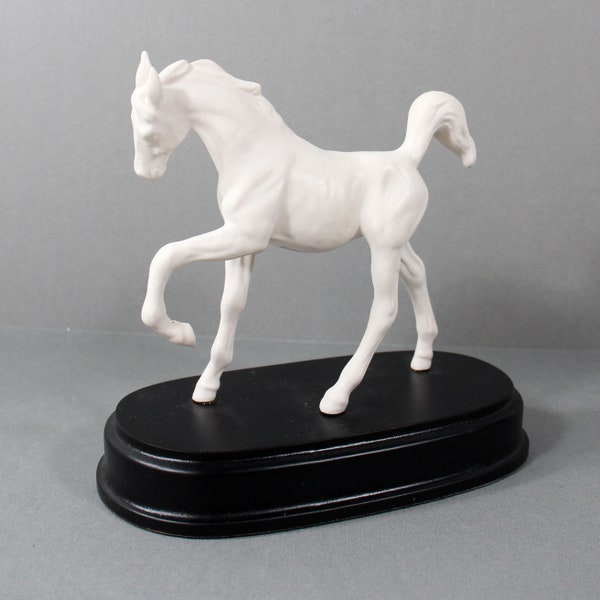 Royal Doulton Springtime White Foal, John Beswick Studio,  White Horse on Black Base, Springtime Plaque, Horse Lover Gift, Rec Room Decor