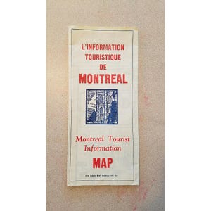 Vintage Fold Out Map - Montreal - Tourist Information Map - Good Condition