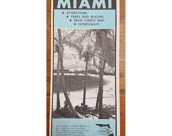 1960s Official Map of Greater Miami Florida Attractions Association Parks, Beach