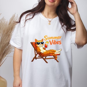 Beach Cat Tee,Hello Summer Shirt, Cute Cat Shirt, Funny Cat Summer, Funny Sarcastic Tee, Beach Vibes T-shirt, Animal Lover Gift