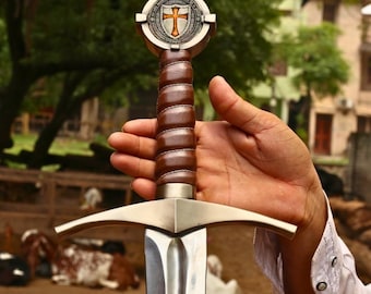 Hand Forged Knights Templar Sword | Medieval Decor with Scabbard