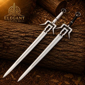 Handmade Witcher Swords Set – Stainless Steel Fantasy Replica with Dual Scabbard, Medieval Display Gift