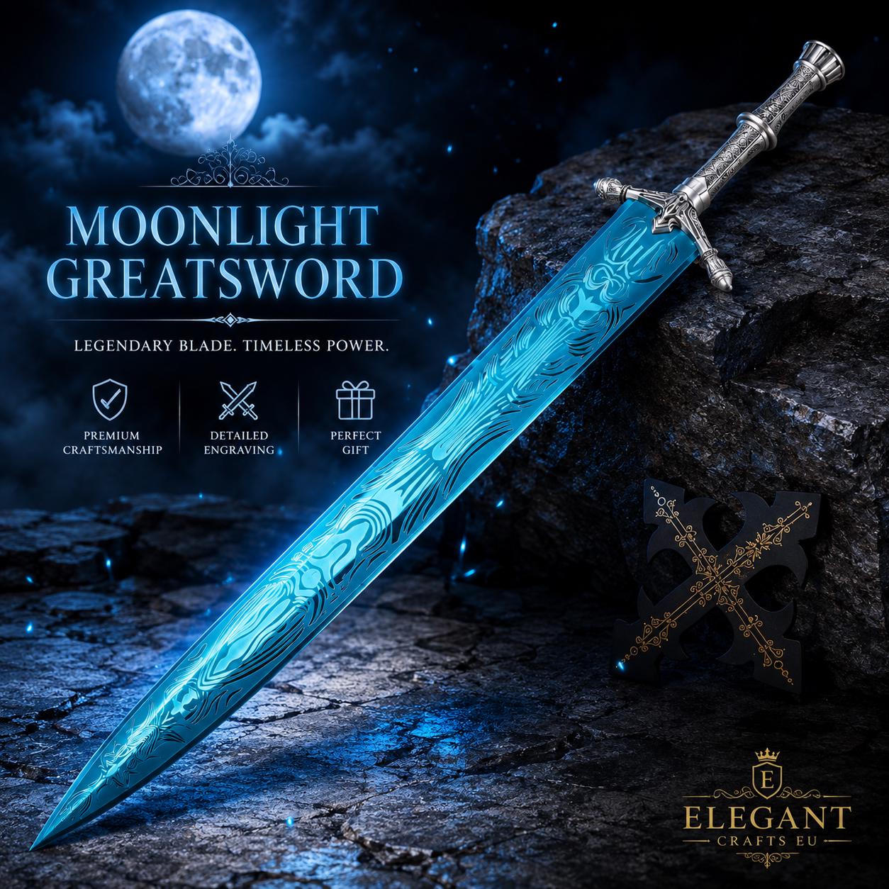 聖なる月光剣レプリカ、青い大剣、ファンタジーディスプレイソード