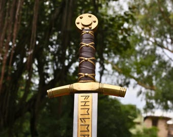 Handmade Merlin Excalibur Sword, Carbon Steel Viking Knight Templar Sword