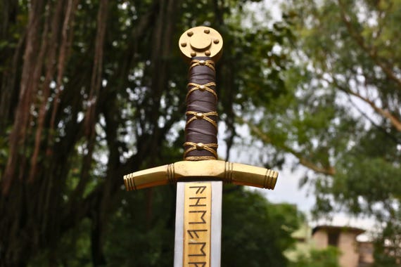 Handmade Merlin Excalibur Sword, Carbon Steel Viking Knight Templar Sword