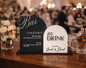 Custom wedding Bar Menu Sign, Modern Wedding Drink Display, Drink Menu Sign, personalized drink menu sign