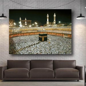 Kaaba Canvas Poster Print, Kaaba in Mecca, Islamic Mecca Wall Art, Sacred Kaaba Home Decor, Hajj & Umrah Gift, Al-Kaʿbah, Unframed