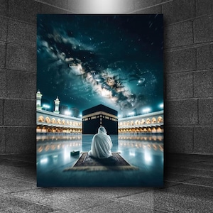 Kaaba Canvas Poster Print, Spiritual Kaaba Wall Art, Islamic Wall Decor, Sacred Kaaba Home Art, Hajj&Umrah Gift, Al-Kaʿbah, Unframed