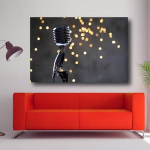 Vintage Microphone Canvas Poster Print, Classic Old Retro Microphone, Antique Microphone, Music Studio Decor, Music Lovers Gift, Unframed