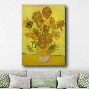 Vincent Van Gogh Sunflower Canvas Poster Print, Impressionist Art, Famous Floral Painting Print, Reproduction Art, Vintage Art, Unframed