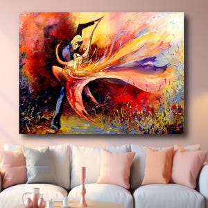 Watercolor Dancing Couple Canvas Poster Print, Tango Art, Tango Couple, Romantic Couple, Romantic Tango Dance, Valentines Day, Unframed